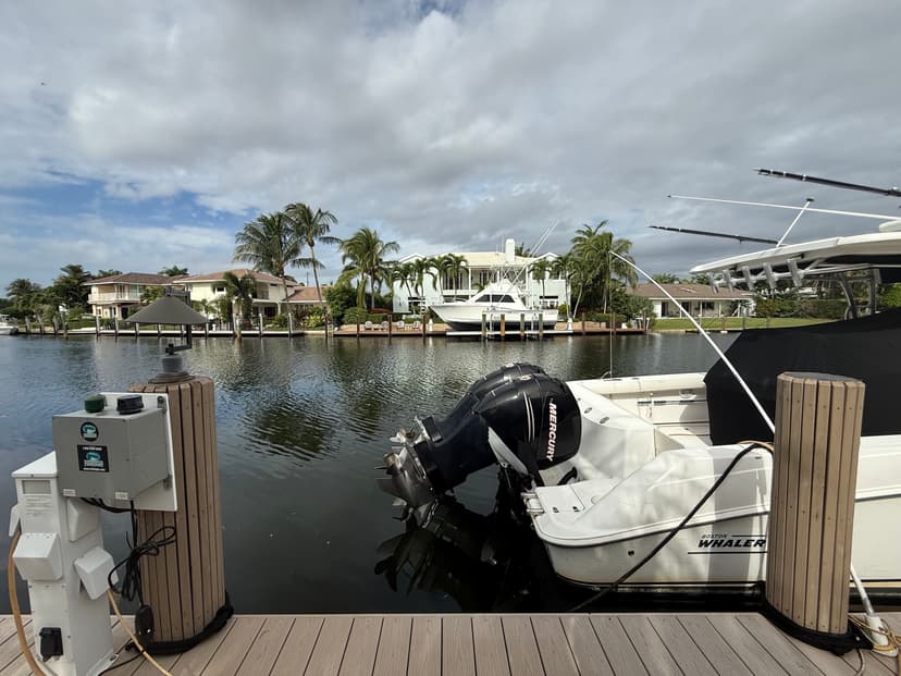 A private dock on a quiet canal